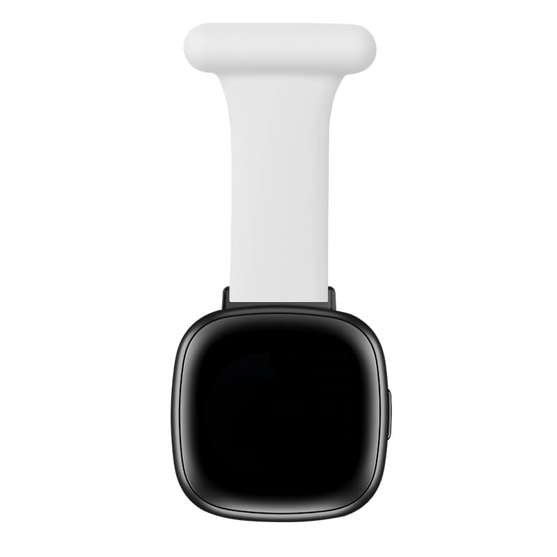 Chofit Nurse Watch Brooch Straps Compatible with Fitbit Versa 4 Bands, Soft Silicone Pin Fob 20mm Strap Watch Band Accessories for Versa 4/Sense 2/Versa 3/Sense (White)