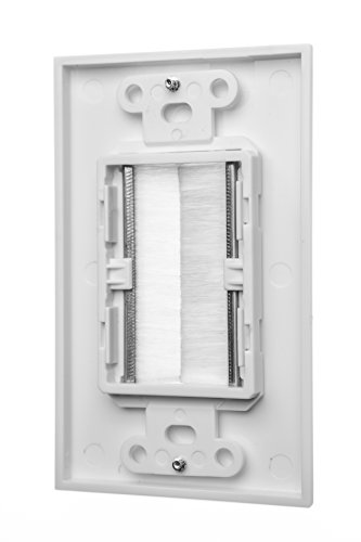 Buyer's Point Brush Wall Plate, Decora Style, Cable Pass Through Insert for Wires, Single Gang Cable Access Strap, Wall Socket Plug Port for HDTV, HDMI, Home Theater Systems and More ((5 Pack) White)