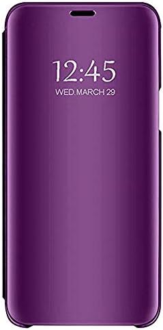 iPhone Xs Max Case, Smart Clear View Makeup Standing Mirror Electroplate Plating Kickstand Full Body Magnetic Flip Protective Cover for Apple Phone Xs Max (iPhone XSM 6.5'', Purple)