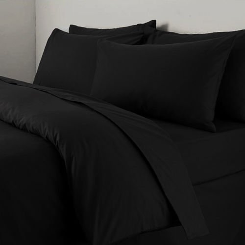 Sapphire Collection 100% Egyptian Cotton 300 Thread Count Duvet Cover With Pillow Case Bedding Set (Single, Black)
