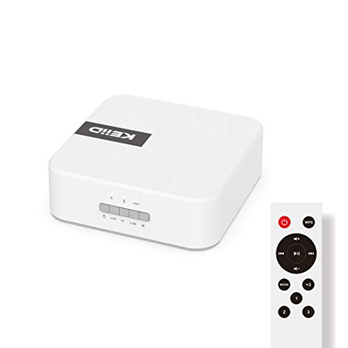 KEiiD WiFi & Bluetooth 5.0 Stereo Receiver & Amplifier for Home Audio System, Optical & AUX Inputs, Subwoofer Output for 2.1 System, App MUZO Control Multi-Room Sync, Wireless Music Streaming