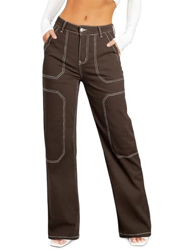 Sidefeel Women's Wide Leg Cargo Jeans