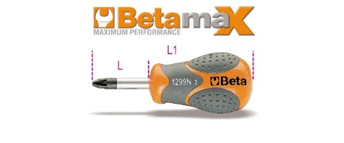 Beta 12999024 Model 1299 N/PZ2K Screwdrivers for Cross Head, Pozidriv-supadriv Screws, Extra Short Series, Blister Packed, Pz2