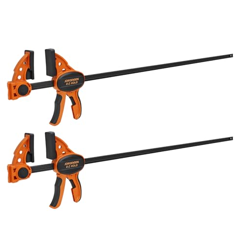 Jorgensen 24" E-Z Hold Medium-Duty Bar Clamps, 400 lbs Load Limit, 2-Pack