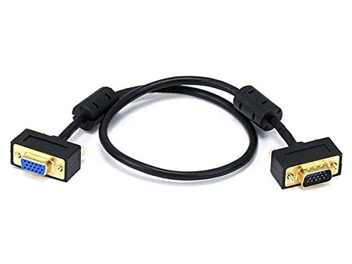 Monoprice 1.5ft Ultra Slim SVGA Super VGA 30/32AWG M/F Monitor Cable w/ ferrites (Gold Plated Connector)