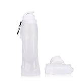 Sanberd Foldable Portable Leak Proof Sports Water Bottle, Bpa Free, Non-toxic, Food Grade Silicone Water Bottle 19 Oz 550ml (clear)