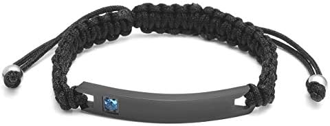 Personalized Master Free Engraving Custom His and Hers Handmade Rope Braided Nameplate ID Matching Couples Bracelets for Couples Lovers Anniversary