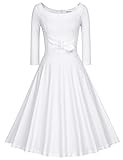 MUXXN Women's 1950's Vintage Scoop Neck 3/4 Sleeves Cocktail Swing Dress