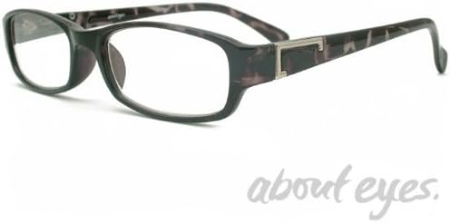 G407 Black Pattern Reading Glasses with Silver Trim Lens Strength +3.0 by About Eyes