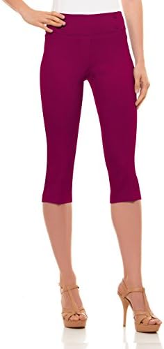 Velucci Womens Classic Fit Capri Pants - Pull On Style Capris with Detailed Design