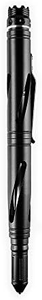 Ballpoint Pen, 3 in 1 Multi-functional Aluminum Pen with Tungsten steel Tip Glass Breaker Tool and LED Flashlight Emergency Gear by Glencreag (Black-Hollow Design)