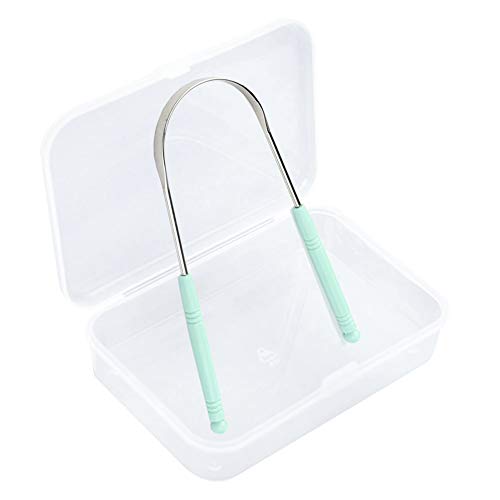 Tongue Scraper Cleaner with Travel Handy Case & Cleaning Cloth & 10 Pack Dental Floss Picks, 2 Pack Medical Grade Stainless Steel Metals Scraper for Healthy Oral Care,Kids,Adults, Easy to Use Antimicr