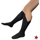 Presadee Original Closed Toe 20-30 mmHg YKK Zipper Compression Circulation Swelling Recovery Full Calf Length Energize Leg Socks (L/XL, Black)