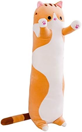 Soft Plush Toy Pillows Cat Roll Bolster Pillow Cylinder Long Lumbar Pillow Neck Pillow Back Support for Home Bed Sofa Cushion Decorative Nursery (Color : Yellow, Size : 130cm/51inch)