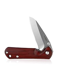 KUBEY Cubertería Madera Plegable Cuchillo de Bolsillo Cuchillo de Pulgar Abierto y Cierre de Forro, para Camping al aire libre Senderismo y Transporte diario