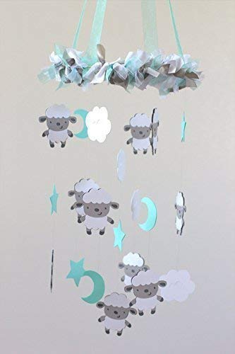Amazon Com Sheep Clouds Nursery Ceiling Mobile In Aqua
