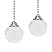 Upgradelights Pair of Brushed Nickel Ceiling Fan Light Pulls Textured Glass Fan Pulls