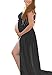 JL Store Maternity Chiffon Gown Split Front Maxi Photography Dress for Photo Shoot (black)