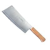 Alpha Stainless Steel Cleaver/Chopper - 9-Inch Blade - Heavy Duty - Full Tang - Hollow Ground Edge - Weight Balanced - Wooden Comfort Handle