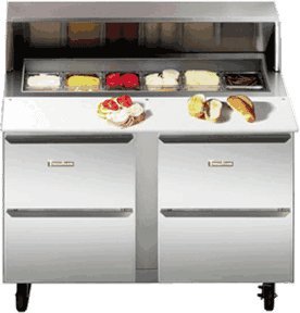 Click Here to See More Images Traulsen UPT6012-DD Dealer's Choice Compact Prep Table Refrigerator with roll-top lid which serves as an overshelf