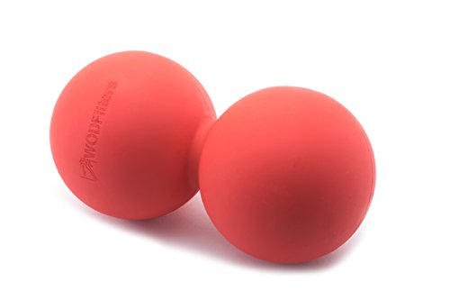 WODFitters Double Lacrosse Ball Peanut Massage Ball for Thoracic Spine - Foam Roller Ball with Carrying Case Stocking Stuffer (Red)