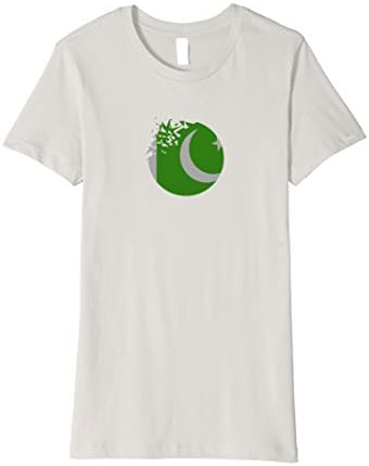 Womens Pakistan Flag Round Shattered Pakistani Flag T-Shirt Large Silver