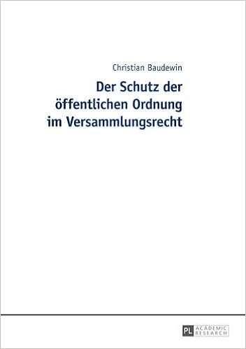 Der Schutz Der Offentlichen Ordnung Im Versammlungsrecht Beitrage Zum Nationalen Und Internationalen Offentlichen Recht Band 5 Amazon De Baudewin Christian Bucher