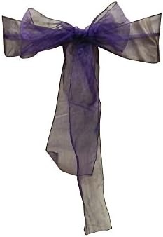 LIVA HOME Pack of 50 Organza chair sashes bow Sash for wedding and Events Supplies Party Decoration chair cover sash (50, CADBURRY PURPLE)