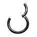 NewkeepsR 3PCS-1.2mm Black Anodised Hinged Clicker Nose Hoop Rings, 16 Gauge 316L Steel Seamless Segment Sleeper Earrings Piercing 13/14/16mm