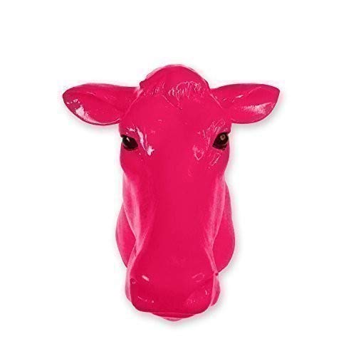 Walplus 16x15x14 cm Cow Animal Coat Hook Wall Hanger Art Decals Home Decoration Living Bedroom Office Décor DIY, Pink