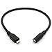 GLHONG Micro USB Male to 3.5mm Female AUX Audio Cable Cord for Headset Adapter Active Clip Mic Microphone (25cm)
