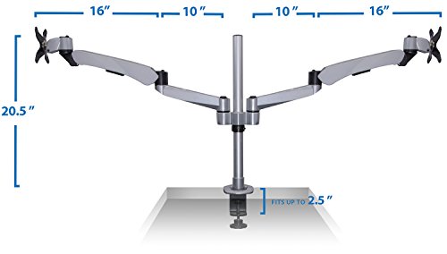 Mount-It! Expandable Two Monitor Computer Desk Mount Spring Arm Quick Release (MI-45116)