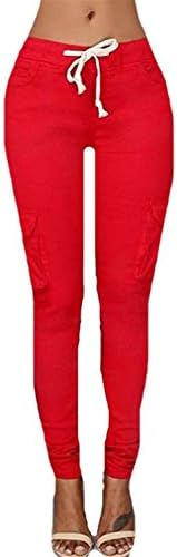 Tirahse Fashionable Women Fasihon Casual Skinny Slim Fit Trousers Pencil Pants RedSmall