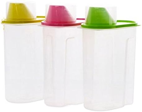Portable Plastic Cereal Containers Food Storage Container Transparent Sealed Tank Storage Cans Dumping of Dried Fruit Snacks Antibacterial Storage Tank A Set of Two (Random Color) by Cereal Container