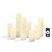 LampLust Slim Flameless Pillar Candles Set - Warm White LED Lights, Smooth Wax Finish, Assorted Sizes, Remote and Batteries Included - Set of 8