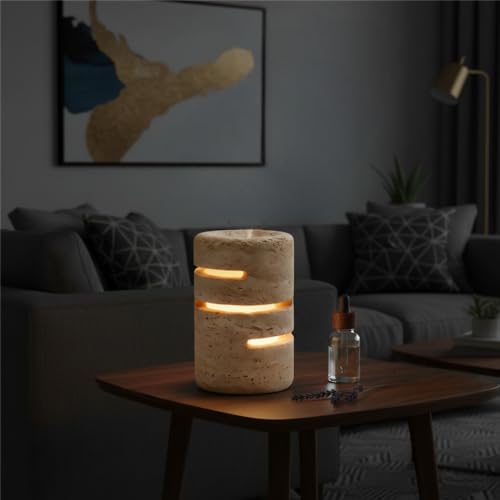 Natural Travertine Marble Table Lamp - Travertine Night Light Handmade Decorative Lamp with Home Decor Type C for Bedroom, Office, Living Room or Bedside