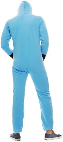 Cozy Fleece Pajamas Onesie For Men All In One Hooded Light Blue