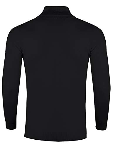 Mens Lightweight Long Sleeve Turtleneck Top Pullover Slim Fit Thermal Sweater Black L