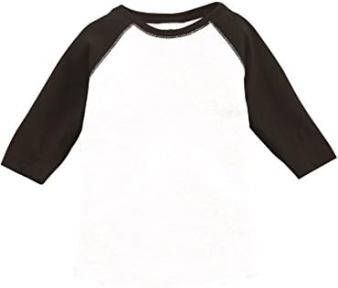 Saapni Unisex Toddler 3/4 Raglan Sleeve Crew Neck Fine Jersey Baseball T-Shirt Tee-White/Black-2T