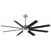 Fanimation Stellar Custom - 8 Blade Ceiling Fan with Light Kit - 20.15 Inches Tall and 64 Inches Wide - Silver Finish - Black