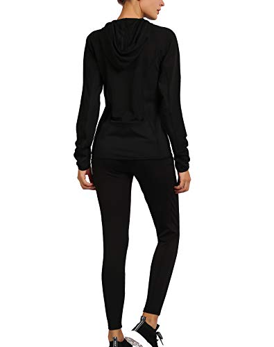 Active Wear Sets for Women -Workout Clothes Gym Wear TracksuitsYoga Jogging Track Outfit Legging Jacket 2 Pieces Set (S) Black ... - Thumbnail 5