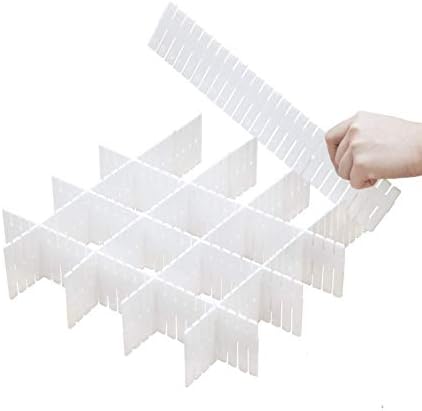 12pcs Adjustable Grid Clapboard Drawer Dividers DIY Plastic Closet Separator Tidy Partition Organizer Container for Underwear Socks Belt or Office Supplies