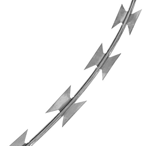 Unfade Memory Razor Ribbon Barbed Wire Clipped Concertina NATO Razor Wire Fence Galvanised Steel (197')