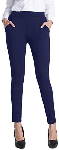 Women’s Stretch Skinny Leg Dress Pants Workout Non See-Through Yoga Work Pants with Pocket