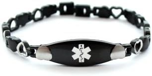 Hope Paige Medical Satin Heart Bracelet, Black, 2 Ounce
