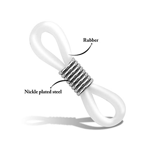HIFOT 40pcs Holder Chain Glasses Ends Spectacle Chain Strap Loop Ends of Glass Cord Ends of Eyeglass Chain Holder Silicone Lanyard Strap Silver