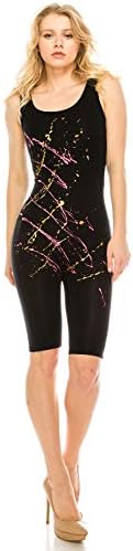 7Wins JJJ Women Catsuit Cotton Lycra Tank Bermuda Short Yoga Bodysuit Jumpsuit