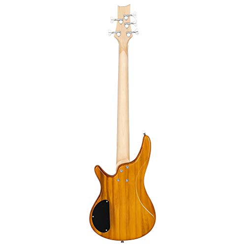 Exquisite Stylish GIB Electric 5 String Bass Guitar Full Size Bag Strap Pick Connector Wrench Tool (Transparent Yellow)