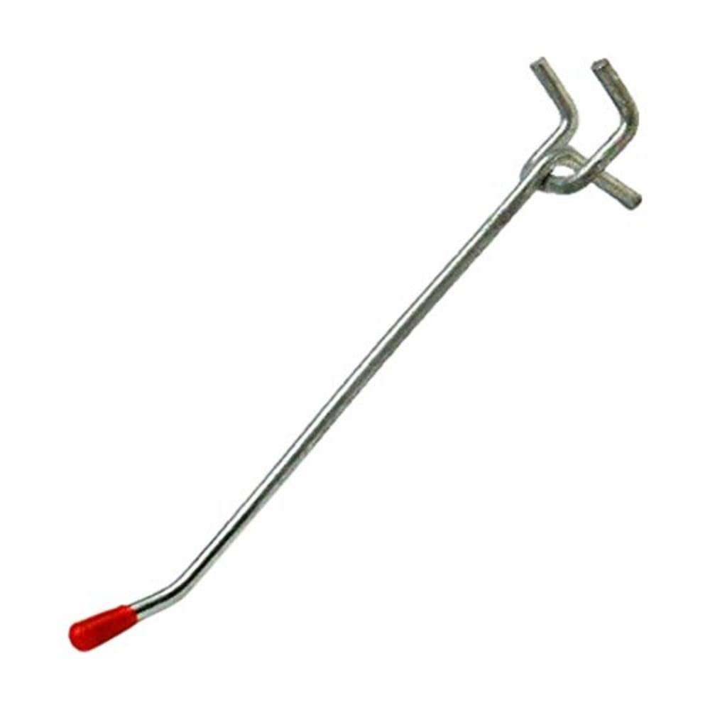 Merriway BH02323 (5 Pcs) Single Heavy Duty Pegboard Hook 225mm (8.3/4 inch) for 25mm Board Bright Zinc Plated - Pack of 5 Pieces