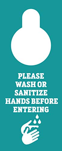 Please Wash or Sanitize Hands Before Entering Door Hanger Sign - 3.5